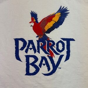 Parrot Bay Men's Graphic‎ T-Shirt Party Wear Streetwear Collegiate White Medium